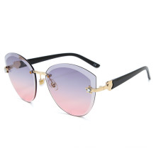 Luxury Rimless Cat Eye Sunglasses Women Italy Brand Designer Gradient Sun Glasses